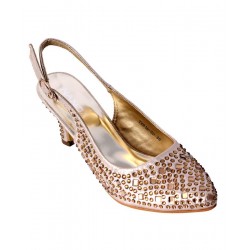 Golden Crystal Decor Pointed Toe Party Sandals RG-082